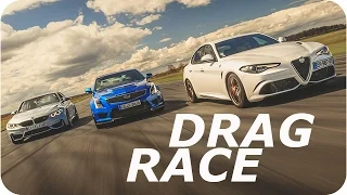 DRAG RACE : Giulia Quadrifoglio VS M3 Pack Competition VS ATS-V