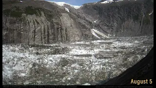 Time-lapse images of Alaska glacial lake basin during outburst flood