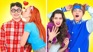 JOCK VS NERD || Popular Girl in Love with a Nerd!| Funny School Situations by 123 GO! CHALLENGE