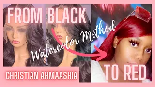 How to Dye Hair Red using the Water Color Method | Bleach bath + Watercolor | Christian Ahmaashia