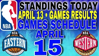 nba standings today April 13, 2024 | games results | games schedule April 15, 2024