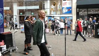 "GOOD THING GOING"  BY RUFF TRADE    BUSKING IN MARKET STREET, MANCHESTER    01/06/2023