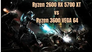 Ryzen 2600 RX 5700 XT vs Ryzen 3600 Vega 64