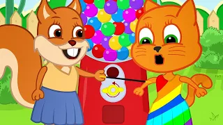 🔴 Cats Family in English - Gumball Machine Dress Cartoon for Kids