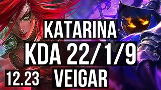 KATA vs VEIGAR (MID) | 22/1/9, Legendary, 400+ games, 900K mastery | EUW Diamond | 12.23