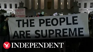 Protesters chant outside US Supreme Court after leak shows court will overturn Roe vs Wade