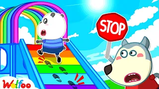 Don't Dirty the Rainbow Slide - Rules of Conduct for Kids at Playground 🤩 @WolfooCanadaKidsCartoon