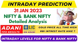 Nifty & Bank Nifty Intraday Prediction and Analysis for Friday| 31 January 2023