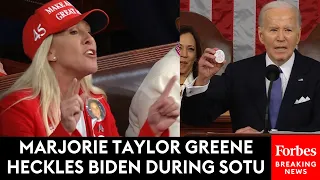 SHOCK MOMENT: Marjorie Taylor Greene Heckles Biden During SOTU—Then He Gaffes About 'Lincoln Riley'