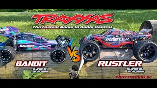 Traxxas Bandit vs Rustler VXL 2WD Bash Test