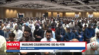 Muslims celebrating Eid Al-Fitr in Houston, Texas
