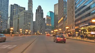 Chicago 4K - Sunset Drive - Driving Downtown