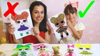 3 MARKER CHALLENGE with our MOM!!! LOL SURPRISE DOLL PICTURES