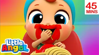 Yum Yum Spaghetti | Little Angel Kids Songs & Nursery Rhymes | Moonbug Kids