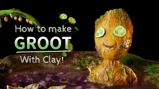 I AM GROOT!! How To Make Groot Diorama With Clay