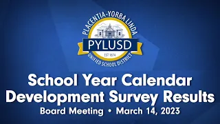 School Year Calendar Development Discussion at Board Meeting on March 14, 2023