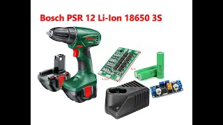 Bosch PSR 12 переделка на  Li-Ion 18650 3s  + зарядное .