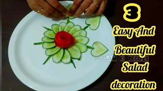 3 Easy And Beautiful Salad Cutting With Decorations In Plate Step By Step Neelam Ki Recipes