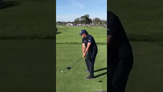 Phil Mickelson driver swing down the line @ Torrey Pines