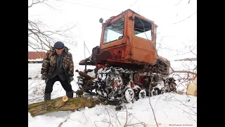 Трактор ДТ-75 и мощное БРЕВНО! Первый труд ДТ-75 после 25 лет простоя!