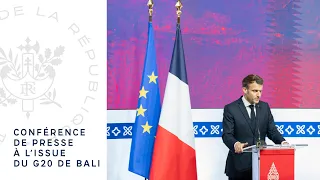 Conférence de presse du Président Emmanuel Macron à l’issue du G20 de Bali.