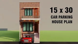 Small Besment car parking house design,3D 15 by 30 dukan or makan ka naksha,new house plan,3D house