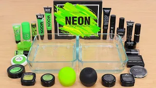 Neon Green vs Black - Mixing Makeup Eyeshadow Into Slime ASMR