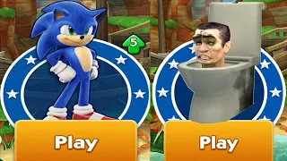 Sonic Dash vs Skibidi Toilet Run - Movie Sonic vs All Bosses Zazz Eggman All 66 Characters Unlocked