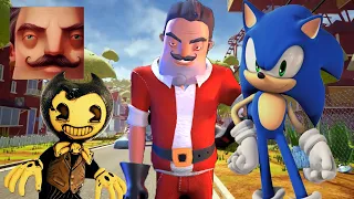 Hello Neighbor - New Neighbor Santa Sonic Bendy History Gameplay Walkthrough