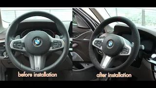 MEWANT Embossed Alcantara Quilted Car Steering Wheel Cover for BMW M Sports G20 G22 G30 G32