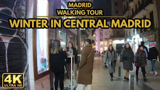 Spain Central Madrid 2022 - Winter Walking Tour - Gran Vìa & Puerta del Sol [4k Ultra HD 60FPS]