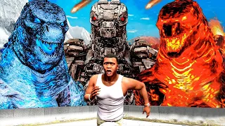 FRANKLIN BECAME "3 HEADED GODZILLA" ( ICE GODZILLA + FIRE GODZILLA ) IN GTA5 || GTA5 AVENGERS