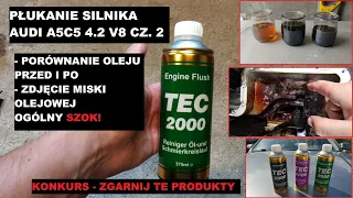 Drugie płukanie silnika płukanką Tec2000 porównanie olejów po płukaniu zdejmuję miskę olejową Audi