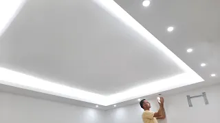 How to install a simple and easy gypsum board decoration with paint and lighting