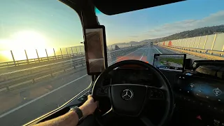 POV driving 🇩🇪 How to use motor brake on New Actros Mercedes MP5