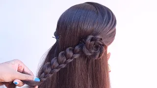 beautiful and easy back rose hairstyle for long dress