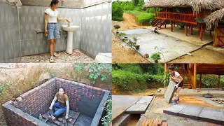 [30 Days] How To Building Toilet (WC) System With Septic Tank, Build Front Yard (FULL BUILD)