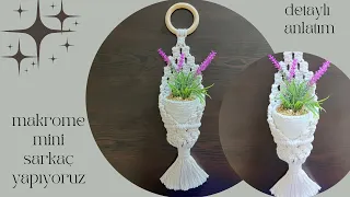 #Makrome Mini Sarkaç (ÇİÇEKLİK) Yapıyoruz(DETAYLI ANLATIM)#makrome #macrame #macromeflowerbed