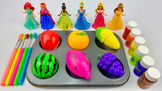 Satisfying Video l How to make Rainbow Disney Princess and Glossy Paint Pool Cutting ASMR #57