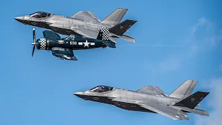 F-35C Lightning II Demonstration & US Navy Legacy Flight @ 2022 Blue Angels Homecoming Airshow