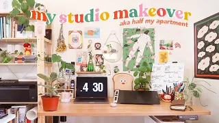 ART STUDIO APARTMENT MAKEOVER + studio tour ✸ working from home