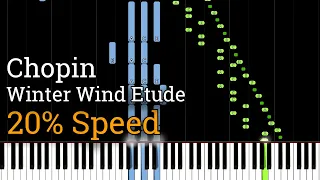 Chopin - Etude Op. 25 No. 11: Winter Wind (Slow Piano Tutorial) [20% Speed]