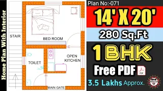 14 x 20 SQFT SMALL HOUSE II 14X20 GHAR KA NAKSHA II Best Small House Plan II Plan:71
