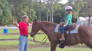 Grace's first horse riding session with Mr. Slocum