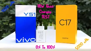 Vivo Y51 Vs Realme C17 Charging Test | 18W Quick Charge 0 To 100%