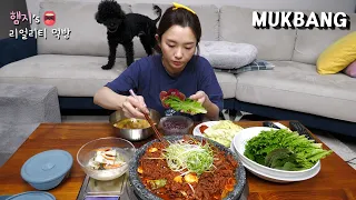 Real Mukbang :) Spicy Beef Bulgogi & Cabbage Soybean Soup ★ ft. White Kimchi, Various Lettuces