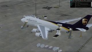 P3D PMDG UPS744 - KIAH - KDFW - Cold and Dark