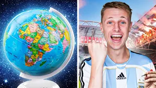 Spinning a Globe and Flying to Watch Football Where it Lands!