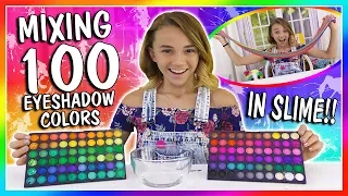 MIXING 100 EYESHADOW COLORS IN CLEAR SLYME| We Are The Davises