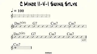C Minor II-V-I (2-5-1) Swing Style Backing Track For Drum (BPM 100)